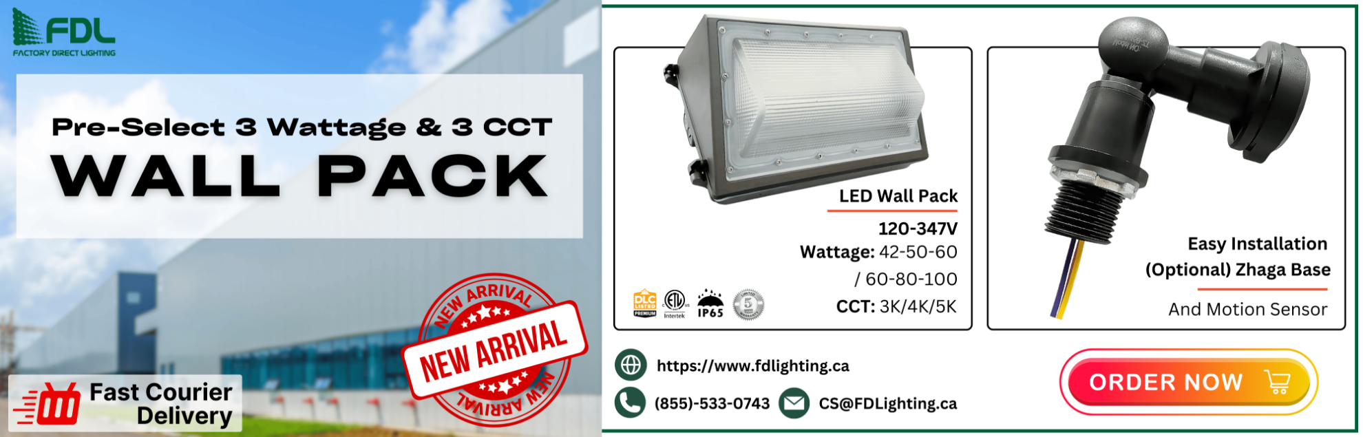 New Product Pre-Select 3 Wattage & 3CCT Wall Pack